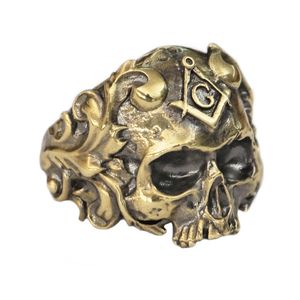 Details Brass Masonic Skull Ring BR116 US -Größe 7 ~ 15 240424