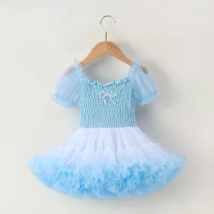 Girl Dresses Girls' Bubble Sleeve Tutu Dress Summer Baby Cake Birthday Fluffy Mesh Girls