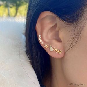 Dangle Chandelier 1PC Silver Color Geometry CZ Flower Studs Earrings Tragus Cartilage Helix Piercing Crystal Daith Earring Women Delicate Jewelry