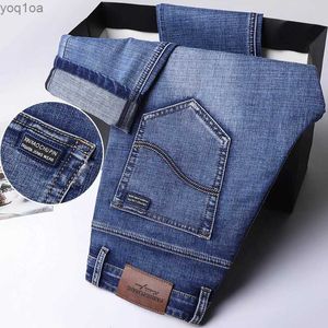 Jeans masculinos da moda dos homens elásticos de jeans retos azul blue ultrafin jeans casual calça jeans de algodão masculina mais sizel2404