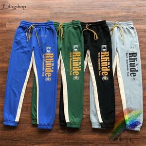 مصمم السراويل سراويل splicted rhude sweatpants jogger الرباط السراويل الرجال السراويل رسالة التطريز الهيب هوب.