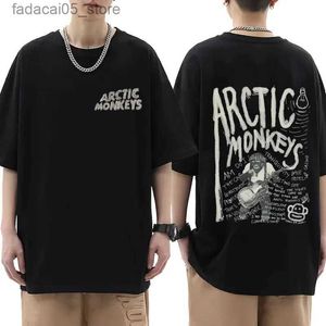 Camisetas masculinas Camiseta Arctic Monkey Inspirado-Lista de álbuns Graffiti Retro Mens Hip Hop Punk Manga curta Q240425