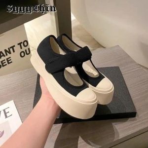 Stövlar Nya kvinnor pumpar Mary Jane Flat Heel Platform Canvas Ladies Sandaler Kvinnlig fritid rund tå lolita dagliga skor zapatos mujer