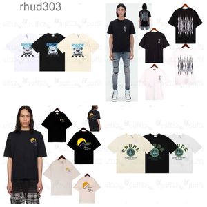 Rhude T Shirt Mens Designer T koszule wiosna lato rhude tshirt man t shirty tee tee deskorolki oversize mężczyźni krótkie rękawie luksusowe marka Męskie koszule US si wZj1