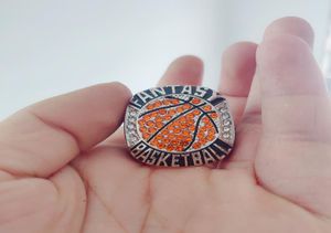 2019 Silver Custom Fantasy League Basketball Orange Crystal Stones Basketball -Meisterschaft Ring5677020