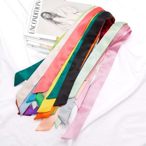 30 цветов Женщины узкие длинные шарф 100x4 см с твердым цветом шифоновый красный галстук черная сумка лента лента головная повязка кофера