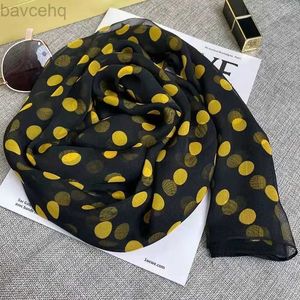 Scialcini Donne Dot Silk Sciarna sottile Sciarpa Georgette Bandana elegante Sciallio lungo hijab Summer Sun Protection Beach Sunelle solare Suncetta Hijab D240426