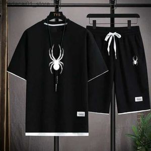 Men's T-Shirts Spring/summer mens short sleeved oversized T-shirt+casual shorts sports fashion outdoor joggingQ240426