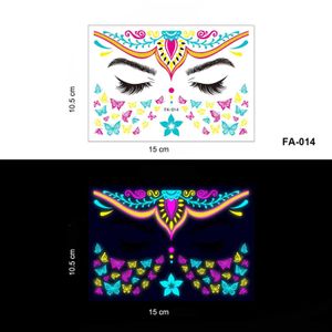 Xju8 Tatuagem Transferência de Halloween Face Tattoo Tattoo Butterfly Rose Fake Tattoo Glow UV no festival Dark Festival Startador Corpo de festa 240427