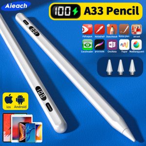 Pens Aieach A33 Dokunmatik ekranlar için kalem, iPad kalem için dokunmatik kalem elma kalemi tüm android iOS tablet telefon kalemi güç ekranı ile