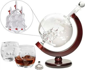 Барные инструменты запечатлели Globe Decanter с деревянной рамой, подходящей для винного виски бренди текила бурбон Шотландский виски и спиртные напитки 240426