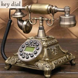 Accessories European Fashion Vintage fixed Telephone revolve Dial Antique Telephones Landline Phone For Office Home Hotel made of resin