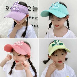 Wide Brim Hats Bucket Hats 2023 New Childrens Sun Hat Childrens Summer Visors Cute Rabbit Wings Rabbit Hat Childrens Boys and Girls Summer Hat 3-12 Years Old 240424