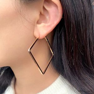 Stud 2024 Fashion Gold Colore Gold Big Square Hoop Orecurs for Women Uomini esagerati Metal Geometric Hanging Orecchini Punk Party Gioielli