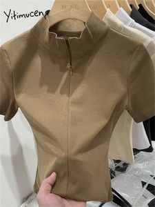 Yitimoky Turtleneck Zipper Camise