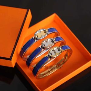 High-end Luxury H Home Bangle Aijia H Family Enamel Pig Nose Childrens Couple Bracelet Original Edition Thickened Plating 18k Rose Gold