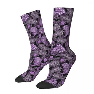 Calzini da uomo viola paisley harajuku super morbide calze per tutta la stagione accessori per tutta la donna