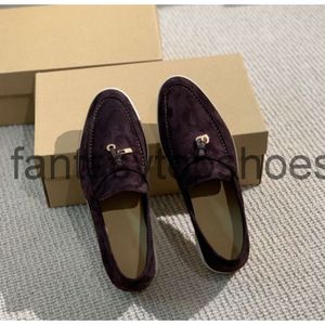 Loro Piano LP Flats Walk Shoes Charms Luxury Soede Soede Laiders Mens Low Top Slip على حذاء Comfort 38-45box