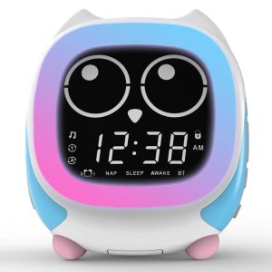 Klockor Kids Alarm Clock, Sunrise/Sunset Simulation Bedside Lamp Grow Children's Clock Trainer Bluetooth Music Player, White Noise Machine