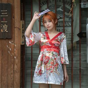 Etnik Giyim Kadınları Klasik Yukata Çiçek Baskı Geleneksel Japon Kimono Yumuşak Seksi Sweet Geardigan Geisha Performans Dans Kostümleri