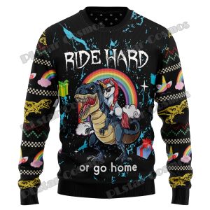 Sweaters plstar kozmos dinozor tek boynuzlu at sürüş sert 3d baskılı erkek çirkin Noel kazak kış unisex rahat örgü kazak zzm36