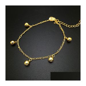 Ankletter trendiga 24k guld pläterade för kvinnor fascinerande rytm små klockfot smycken sandaler kedja droppleverans ot4ek