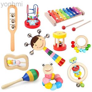 Mobile# Montessori Holz Rasseln für Baby Crib Toys Baby Rassel Bildungsmusikalische Holzspielzeug Kinder Spiele Baby Spielzeug 0 12 Monate D240426
