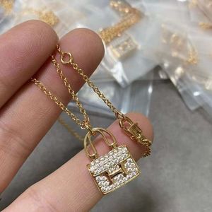 High Version New Letter Pure Sier H Lock Head Bag Necklace for Women's Light Fashion High-end Rose Gold Lock Bone Chain