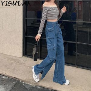 Jeans femininos Spring Spring Loose Cargo Sacos Multi Pocket Sacos jeans Joggers Mulheres de rua vintage Retro Retro Spice Girl Baggy