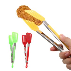 Accessories Kitchen Cooking Tools Stainless Steel Handle Utensil Pizza Bread Steak Clip NonStick Kitchen Tongs Salad Serving BBQ Tongs