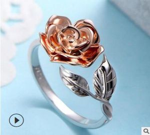Modna nowa sprzedaż damska róża srebrna pierścień klasyczny obiad dla kostiumów biżuteria Ring5360086