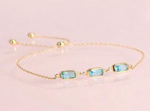 Hutang Blue Topaz CZ 925 Серебряные браслеты стерлингового серебряного звенья.