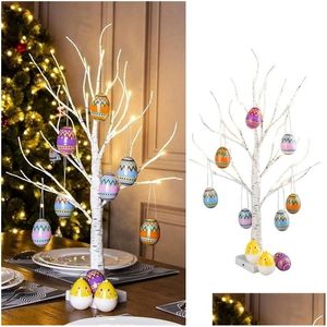 Outros suprimentos de festa festiva de 62 cm de bétula liderada Decorações de Páscoa LED para ornamentos de ovos em casa pendurados no casamento Happy Ki HomeFavor Dhmi3