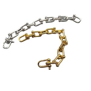 High version Cold air U-shaped horseshoe buckle star matching 18k gold high-quality thick bracelet