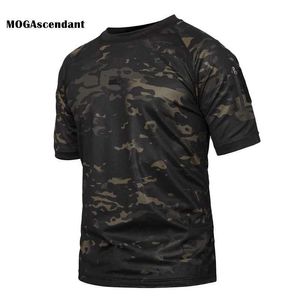 Tactical T-shirts Summer tactical camouflage mens quick drying army battle T-shirt casual breathable camouflage O-neck military TShirt Plus size 5XL 240426