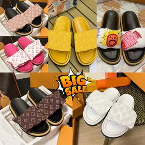 New Designer Sliders Slippers Women Men Pool Pillow Slides Fashion Classic Prints Flat Comfort Mules Summer Sandals Red brown beach sandals size 36-45