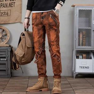 Herren Jeans hochwertige Harajuku Hip-Hop Street Kleidung Quaste Websenbeutel Jeans für Herren Solid Color Casual Jeans Hosen und Sizel2404