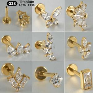 Stud 1pc CZ G23 Katı Titanyum Kıkırdak Küpe Stud 16g Dahili dişli Zirkon Çiçek Sarmallı Kulak Tragus Delici Takı D240426