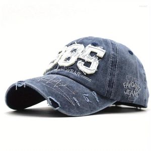 Ball Caps Washed Shabby Digital Embroidered Baseball Cap Breathable Sun Protection Snapback For Women Men Summer Sports Hiking Dad Hat