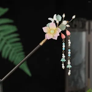 Hair Clips Chinese Stick Chopstick Floral Hairpin Fork Wooden Vintage Girls Hanfu Bun Jewelry Retro Tiaras Gitf For