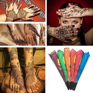 Tatuering överföring 7 färger tatuering pasta grädde kon vattentät icke-toxisk säker diy ritning tatuering henna kroppskonst semi-permanent tatuering pigment bläck 240427