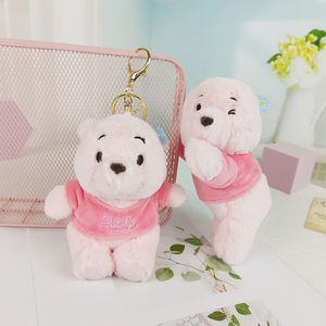 Fragrant sitting posture teddy bear plush pendant cute girl heart pink crouching bear doll keychain gift girl