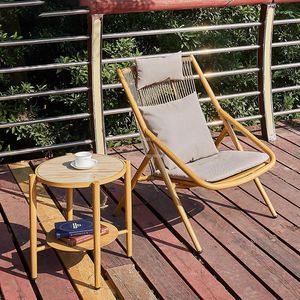Lägermöbler nordiska aluminiumlegeringar utomhusstolar Enkel trädgårds lounge strand balkong Courtyard repbord och stol