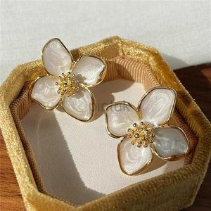 Stud Hibiscus Dropped Glaze Flower Stud Earrings for Women Girl French Ins Vintage 2023 Fashion Korean Wedding Romantic Jewelry Gifts d240426