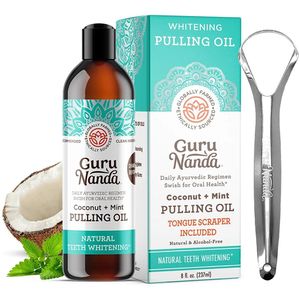 Coconut Mint Puxando os dentes de enxagueira bucal de óleo, clareando o raspador de língua oral fresca do resfriamento de saúde da boca de saúde