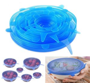 6PCSSet Silicone Stretch Sug Pot Lids Köksverktyg Återanvändbar färskt Wrap Universal Seal Lid Pan Cover Stopper Covers1649756