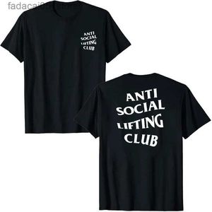 Men's T-Shirts Anti social promotion club T-shirt sports fitness letter printing Sayings graphic top basic short sleeved Q240425