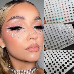 Tattoo Transfer Festival Body Makeup Face Diamond 3D Self Adhesive Temporary Mixed Size Eyebrow Eyeliner Decoration Jewels Rhinestones Stickers 240426