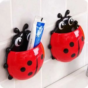 Toothbrush Holders 1/2/4Pcs toothbrush holder cute ladybug shaped tempting cup creative toothbrush holder bathroom unperforated storage rack 240426