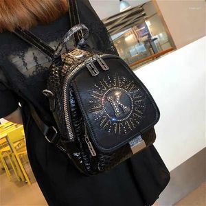 Backpack Style Ita Brand Women Leather 2024 Diamond Sequin Rhinestone K Letter Female Korea Dual-use Shoulder Bag Bagpack